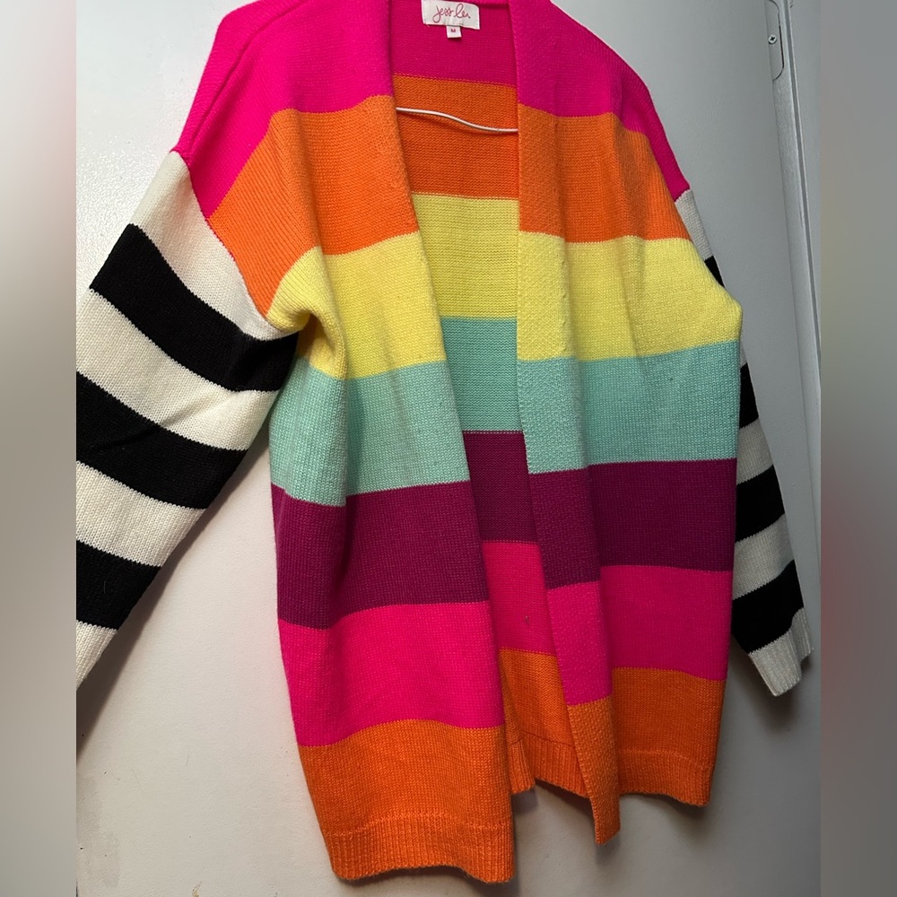 Boutique colorful stripe cardigan sweater Size M